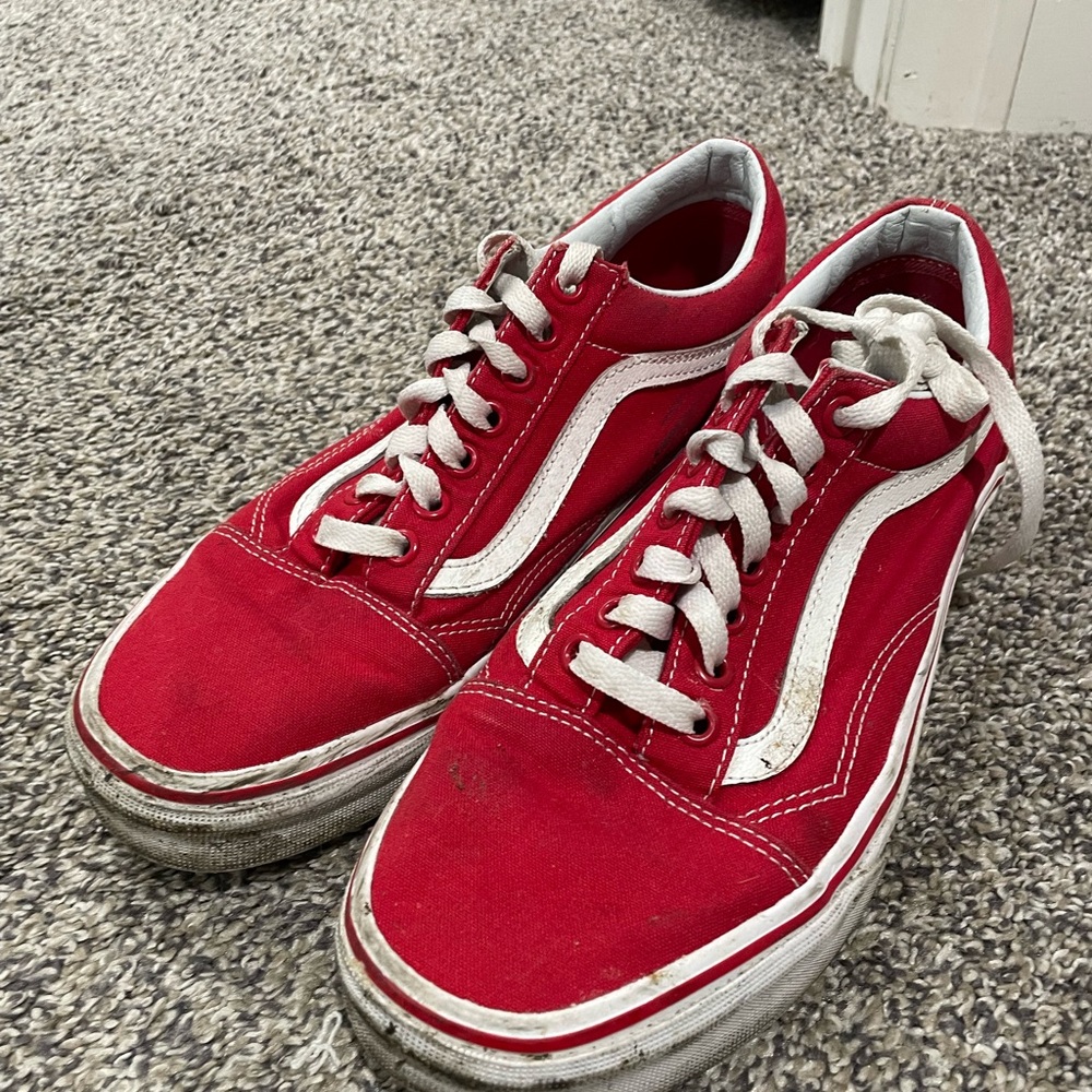 Old Skool Vans Red and White Sneakers